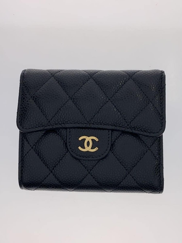 CHANEL Black Caviar Matelassé Bi-Fold Compact Wallet AP0231 Pre-Owned