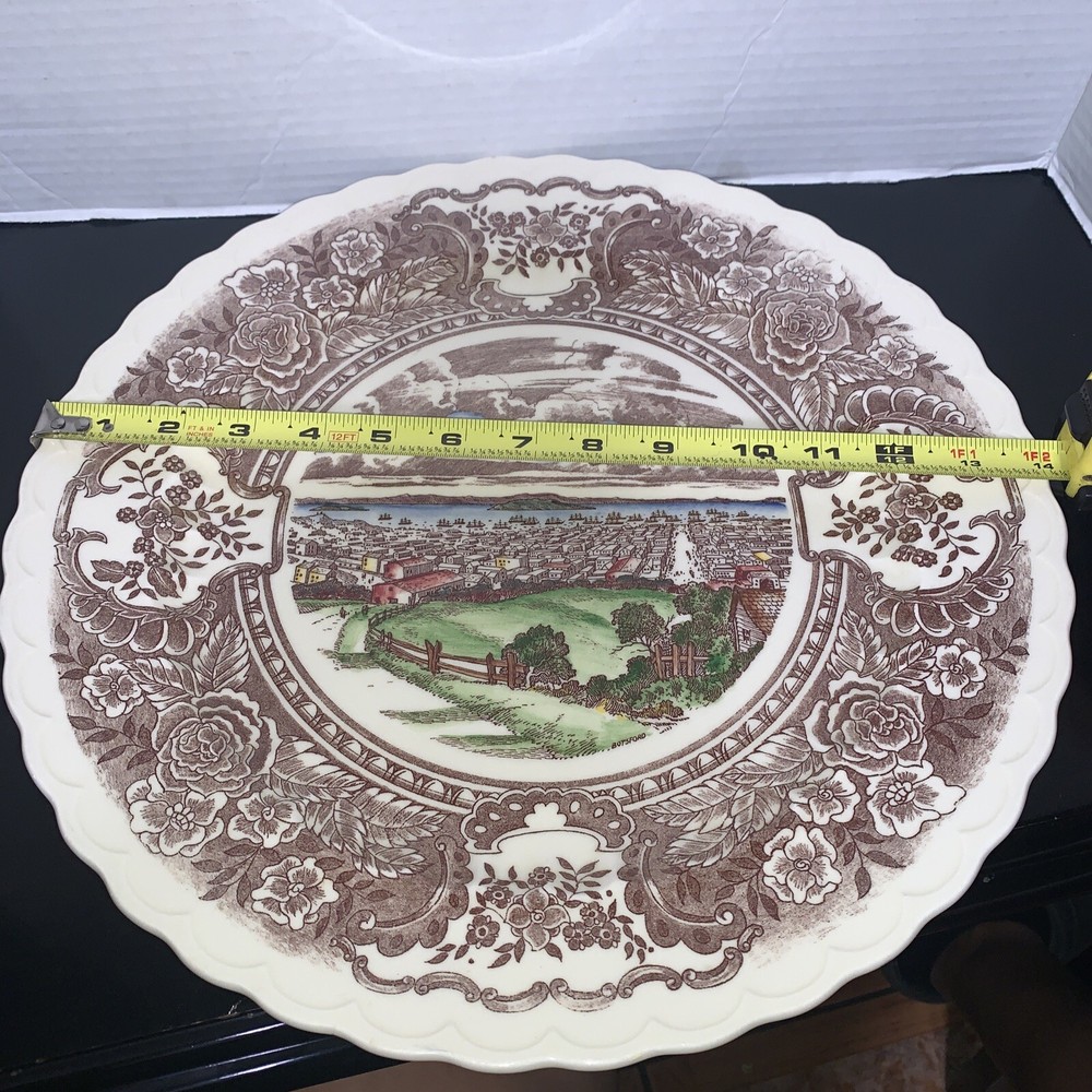 Vernon Kilns 1860 large 14 inch chop plate Hand painted
