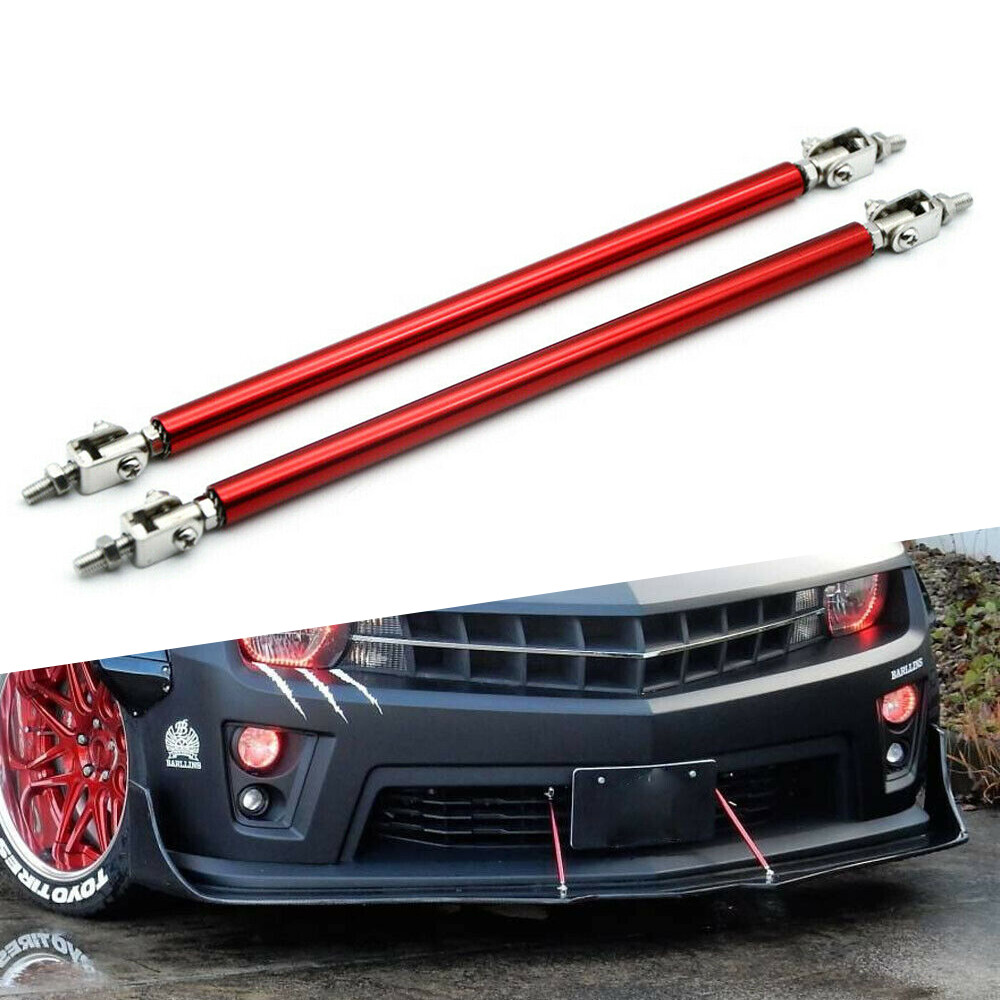 2PC Front Bumper Lip Splitter Adjustable Strut Support Rods