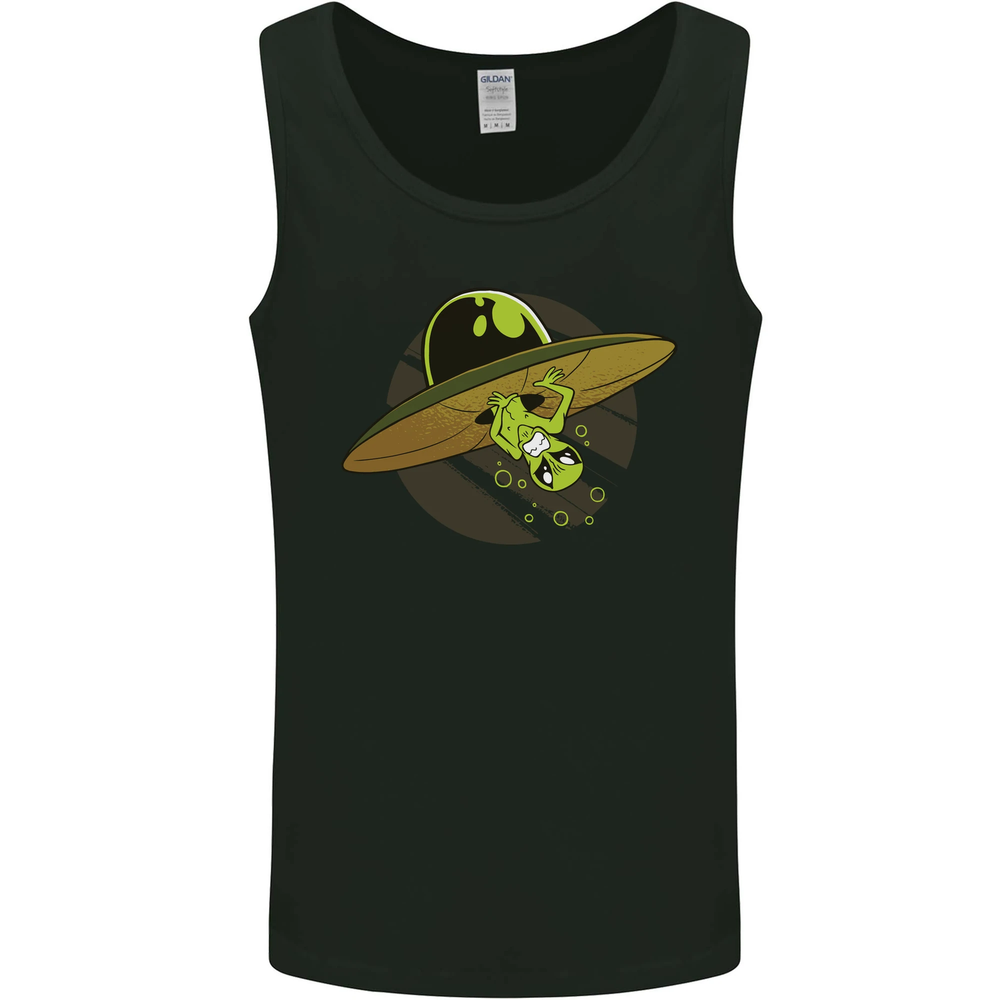 A Funny Alien Stuck in a UFO Flying Saucer Mens Vest Tank Top