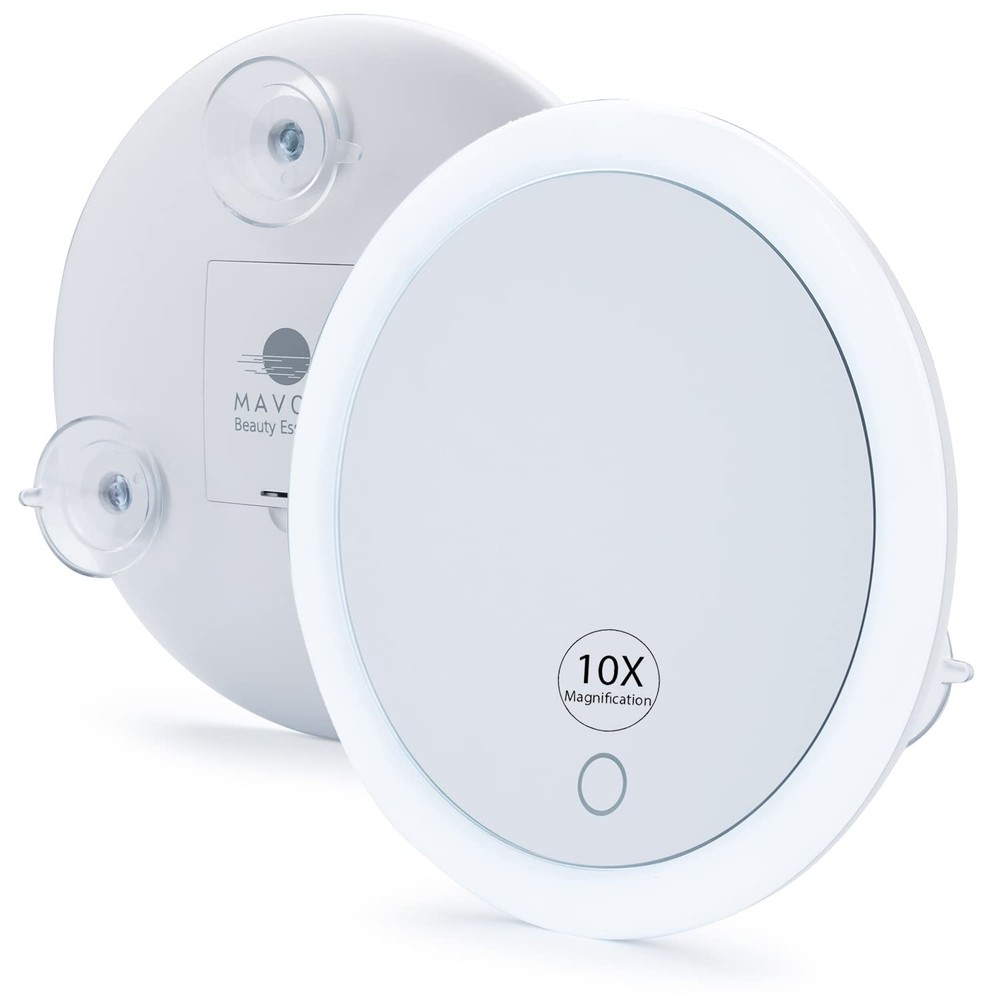 10X Magnifying LED Mirror with Suction Cups for Precision Grooming  