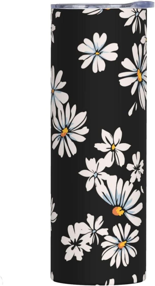 Floral Daisy Stainless Steel Vacuum Insulated Coffee Tumbler Cup Travel Mug 20 O