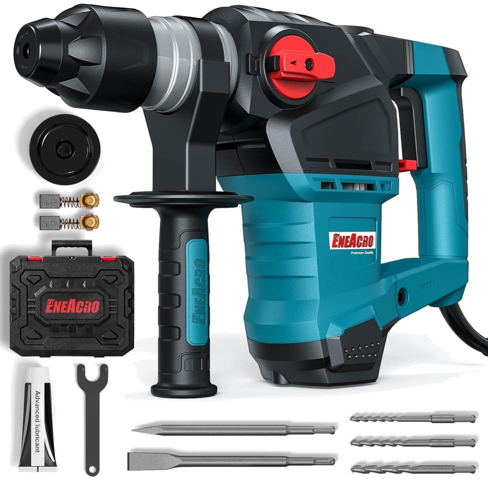 12.5 Amp Heavy Duty Rotary Hammer Drill - 3 Functions, Vibration Control & Case