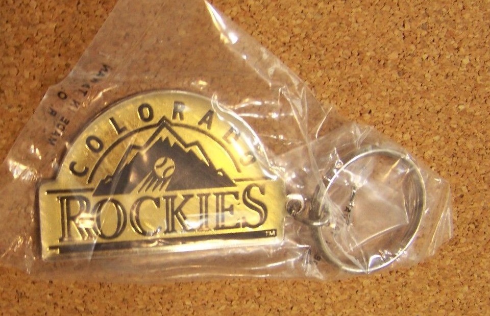 Colorado Rockies old logo metal key ring MLB light yellowing