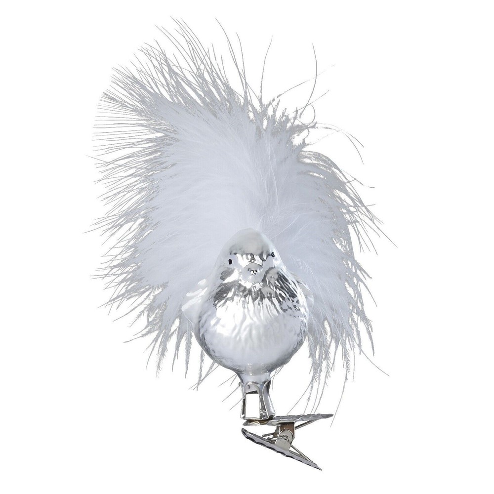 Inge Glas Silver Sparrow German Glass Ornament with Free Gift Box