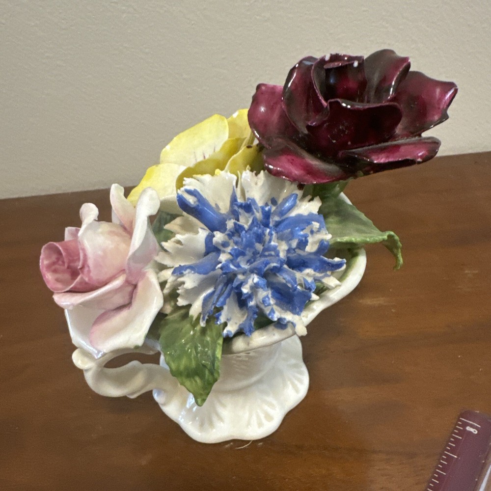 Vintage Radnor England Bone China Floral Bouquet Vase Pitcher Figurine