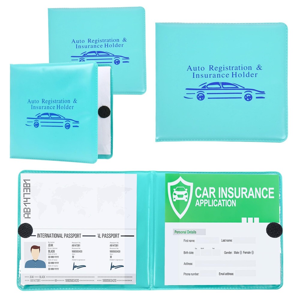Auto Registration and Insurance Card Holder 2 Packs Car Document ID Holder Gl...