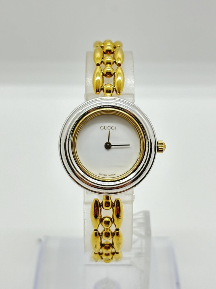 Vintage Gucci Gold Watch with Changeable Bezel Working Condition