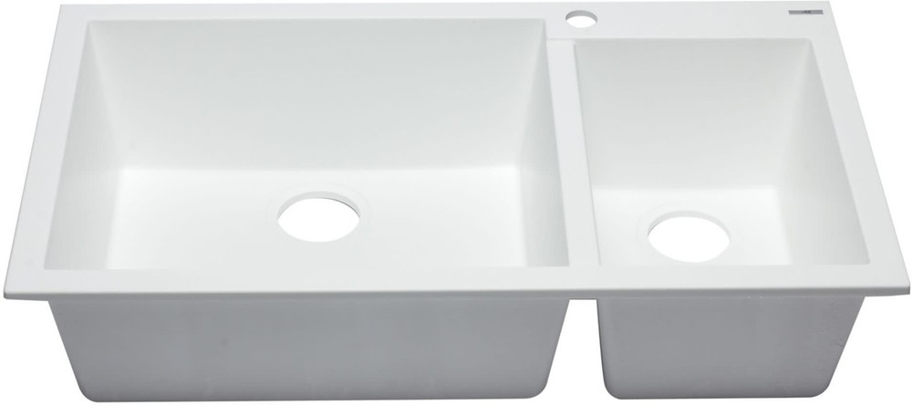 ALFI Trade 33-7/8 Inch White Drop-In Double Basin Sink AB3319DI