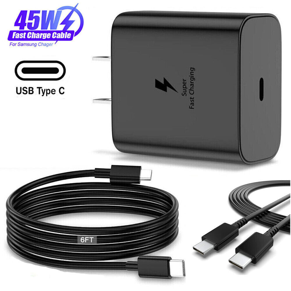 Universal 45W Fast Charging USB Type C Wall Charger 6FT Cable For Samsung Galaxy