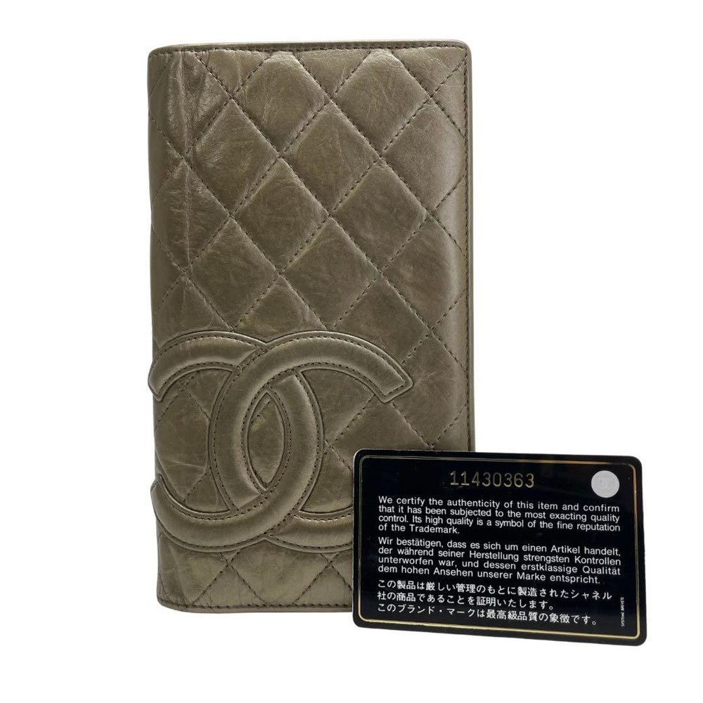 Chanel 1660 Cambon Long Wallet Gold Authentic Used Serial 11430363