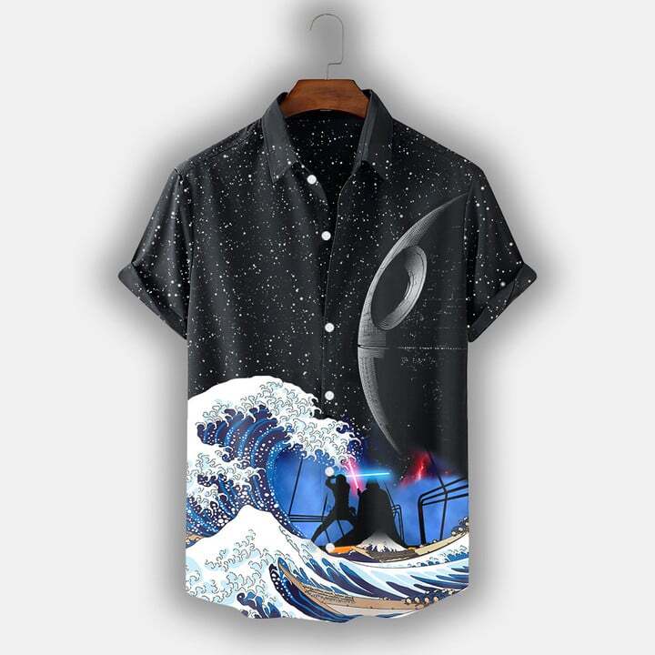 Men’s Spaceship Hawaiian Shirt US Size Summer Short Sleeve New Design
