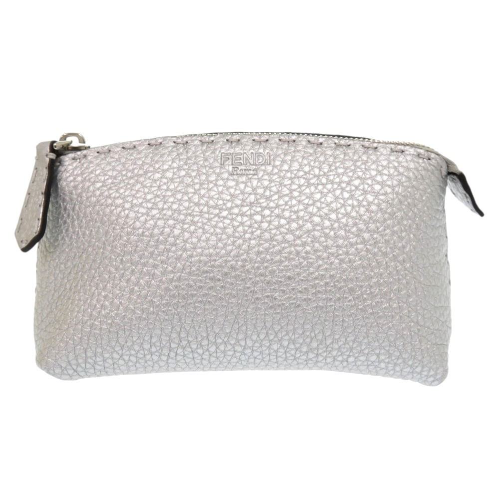 RARE Fendi Selleria 8N0114 5QG silver leather pouch excellent condition