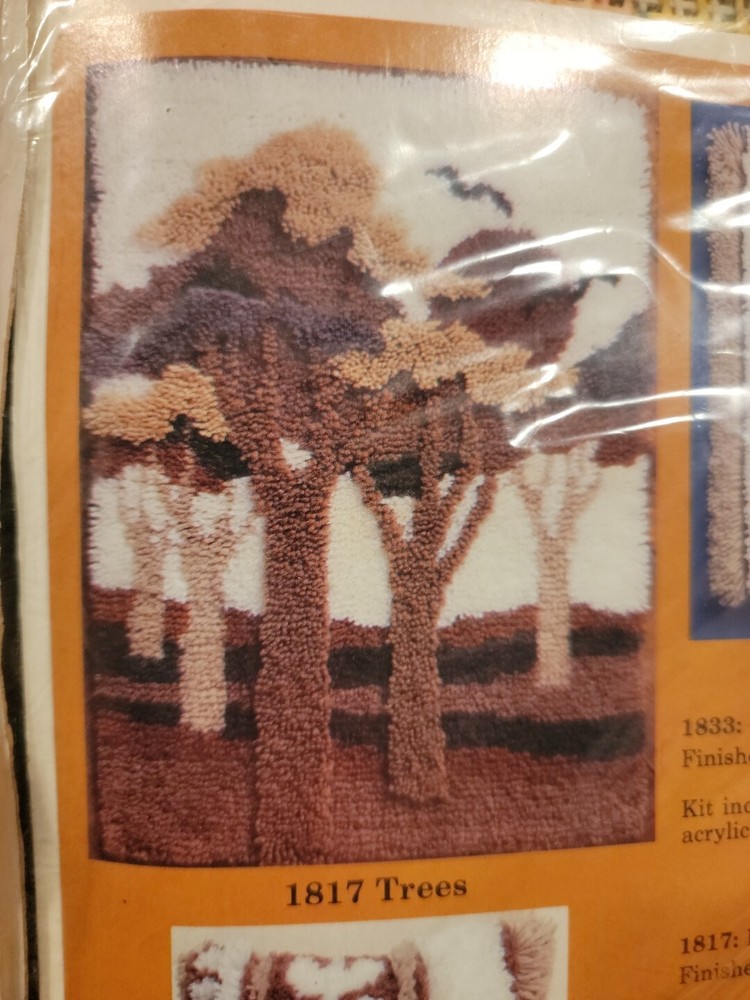 Vintage Creative Circle Latch Hook Yarn Kit Hobby Craft #1817 Trees 22 X 30 New