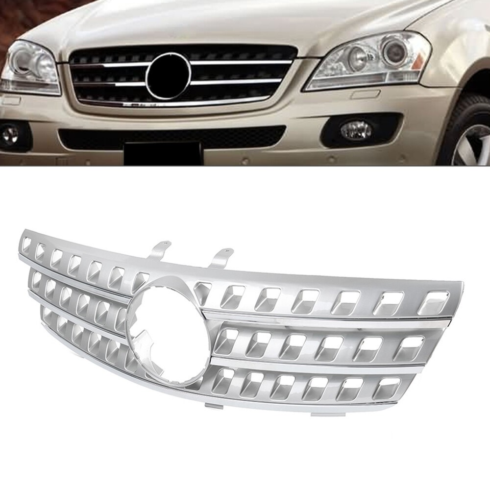 Car Front Bumper Radiator Hood Grille Silver For Benz ML Class W164 2005-2008