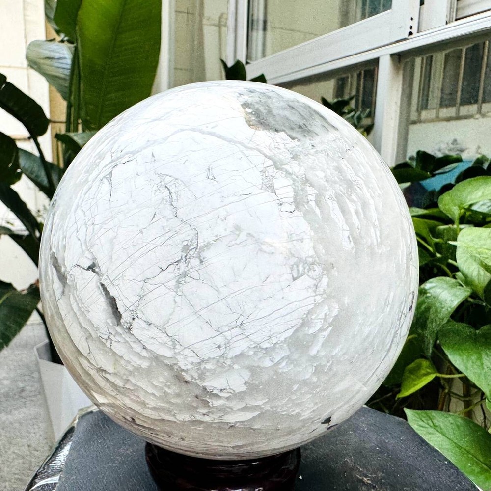 14.4LB Natural white turquoise Sphere Quartz Crystal Ball Reiki Healing