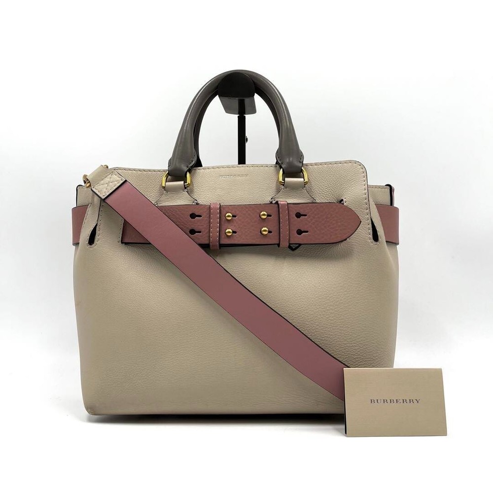 Burberry Beige Pink Bicolor Belt Bag 2way Handbag Leather Used Very Good Japan