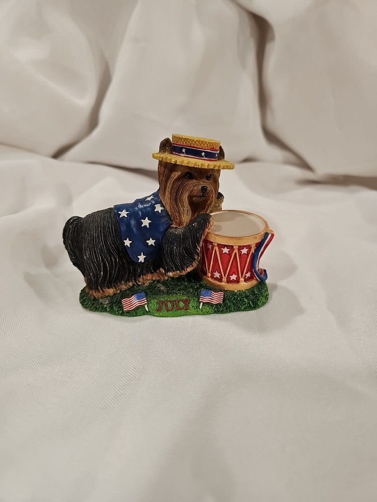 Danbury Mint YORKIE YORKSHIRE TERRIER dog CALENDAR FIGURINE 4th of JULY