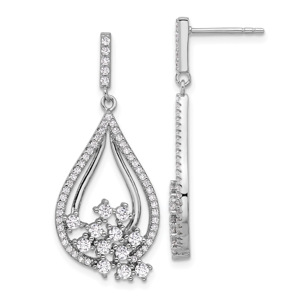 Sterling Silver Rhodium-plated Fancy Cubic Zirconia Drop & Dangle Earrings 5.5gm