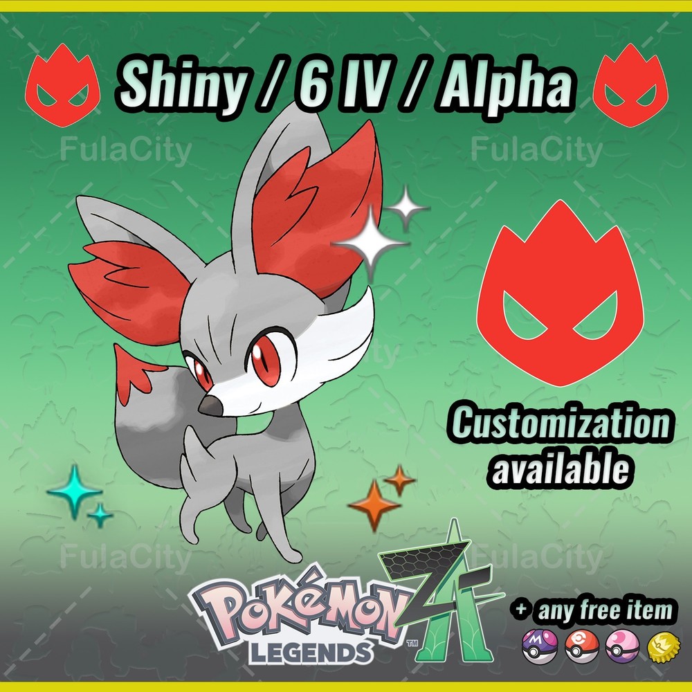 Fennekin 🔥 Alpha Shiny (Shalpha) 🔥 Pokemon Legends ZA ⚫ 6 IV 🟢 @ Any item