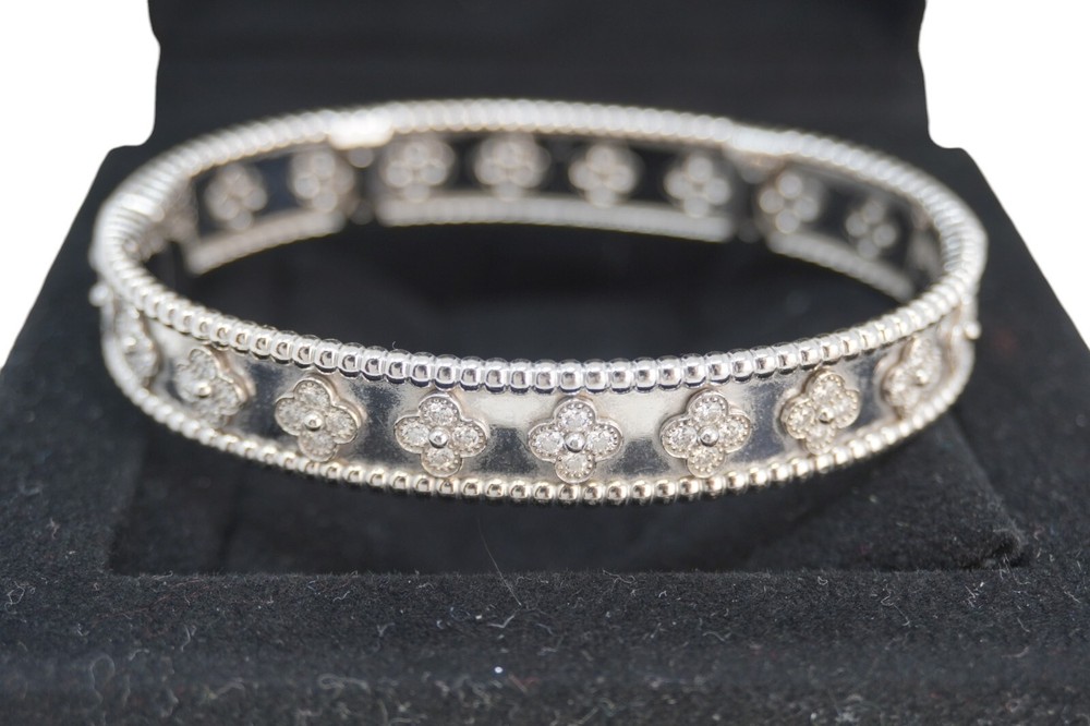 Van Cleef & Arpels Vintage Alhambra Bracelet 18K White Gold Diamond