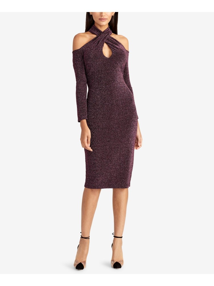 RACHEL ROY Womens Long Sleeve Keyhole Knee Length Formal Body Con Dress