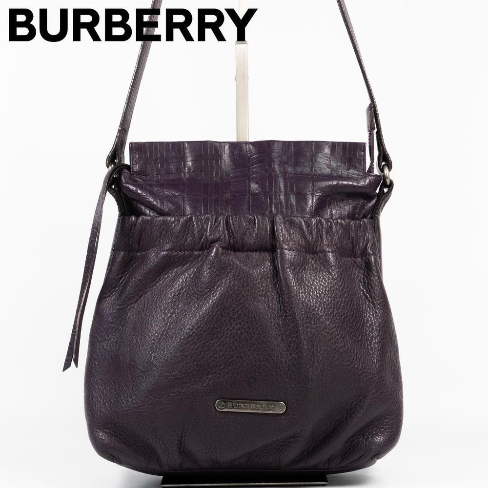 Burberry Shoulder Bag Nova Check Leather Purple Authentic F1205370