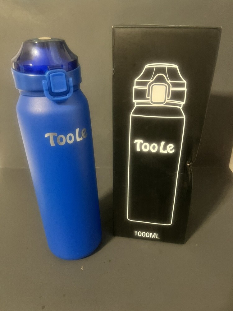 Toole Blue Stainless Steel Tumbler with Flip-top Lid, Insulated 1000ml NIB