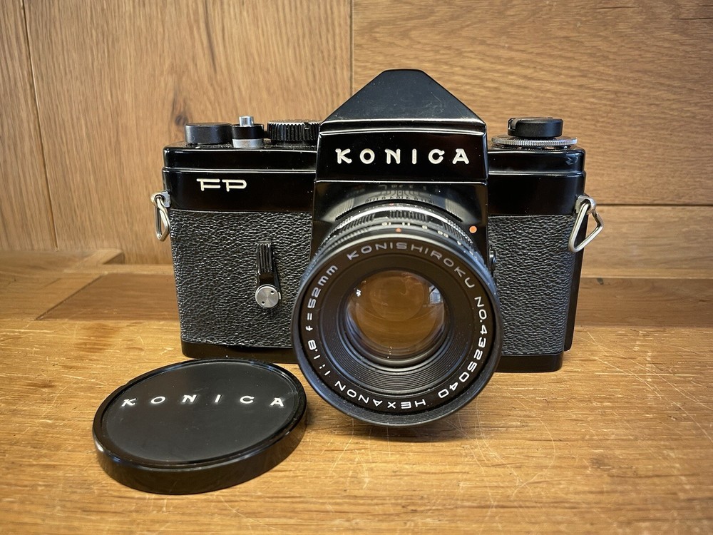 *Rare Black : Near Mint ++* Konica FP Film Camera Hexanon 52mm F/1.8 Lens / JPN