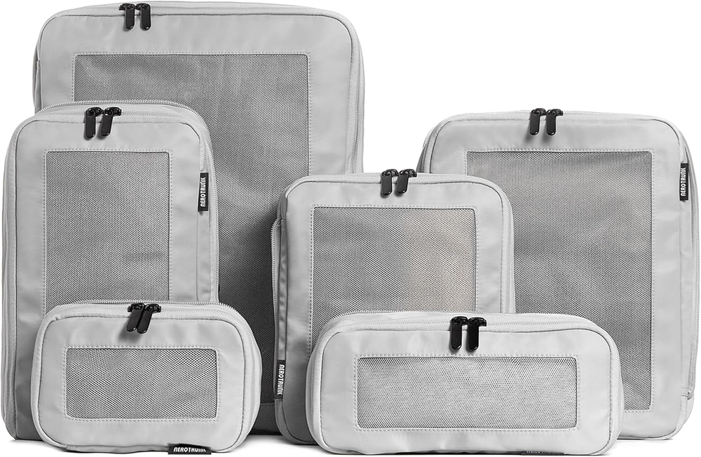 Compression Packing Cubes for Travel - Luggage Organizer Bags - Double Zipper Pa