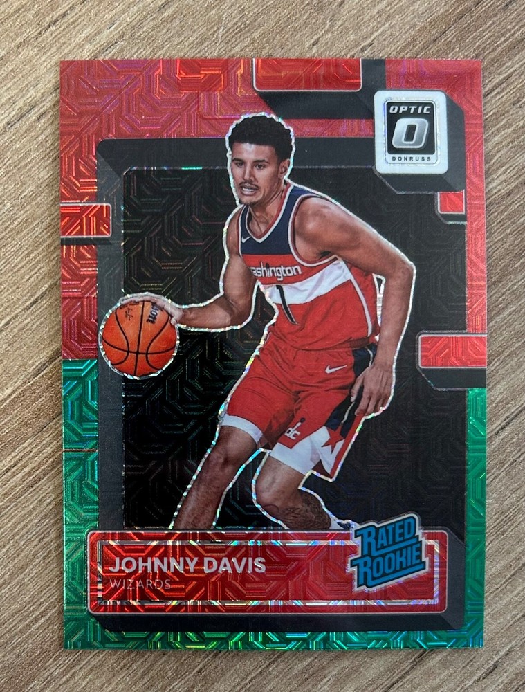 Johnny Davis 2022-23 Donruss Optic Red Green Prizm Rated Rookie Wizards Card