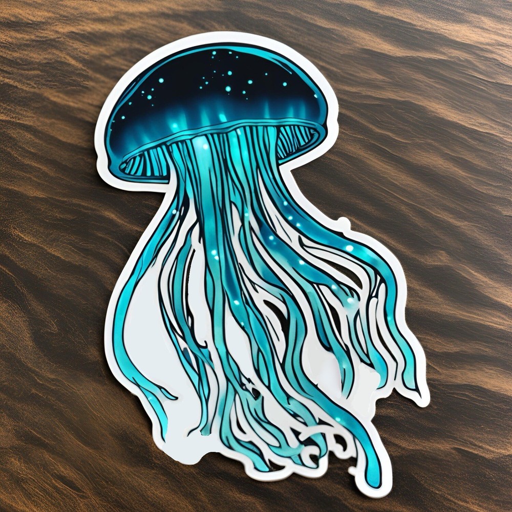 3x1.4” Luminous Jellyfish Cool Glowing Sea Creature AMAZING STICKER!