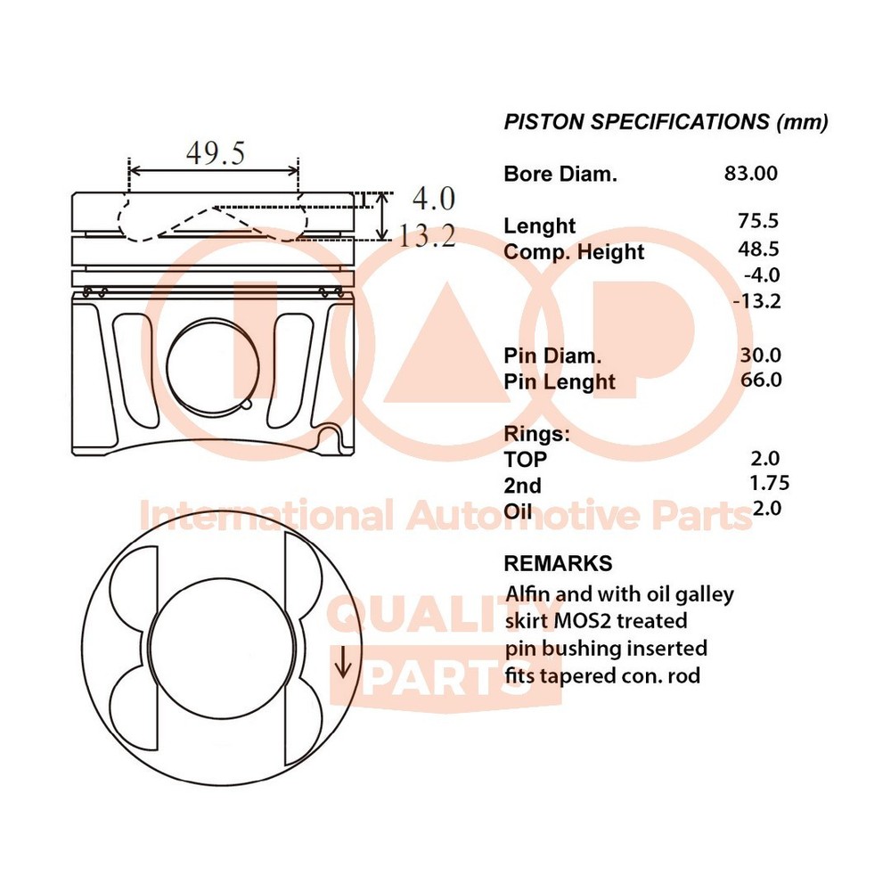 Complete Piston Series 100-54010 IAP QUALITY PARTS for Mercedes-Benz-Standard