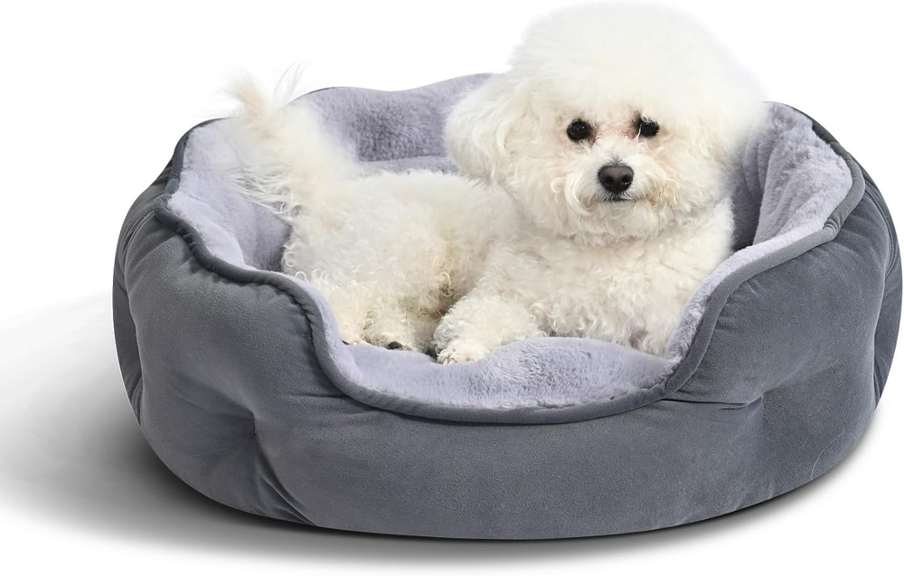round Dog Bed for Small Dogs, Cat Beds for Indoor Cats, Washable Puppy Bed with