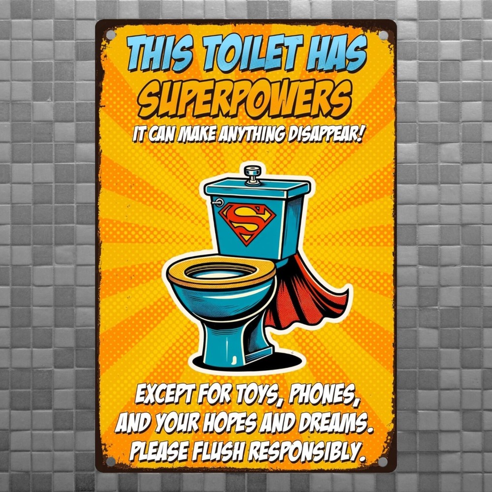Bathroom Wall Decor Funny Sign, Toilet Superpowers - 8