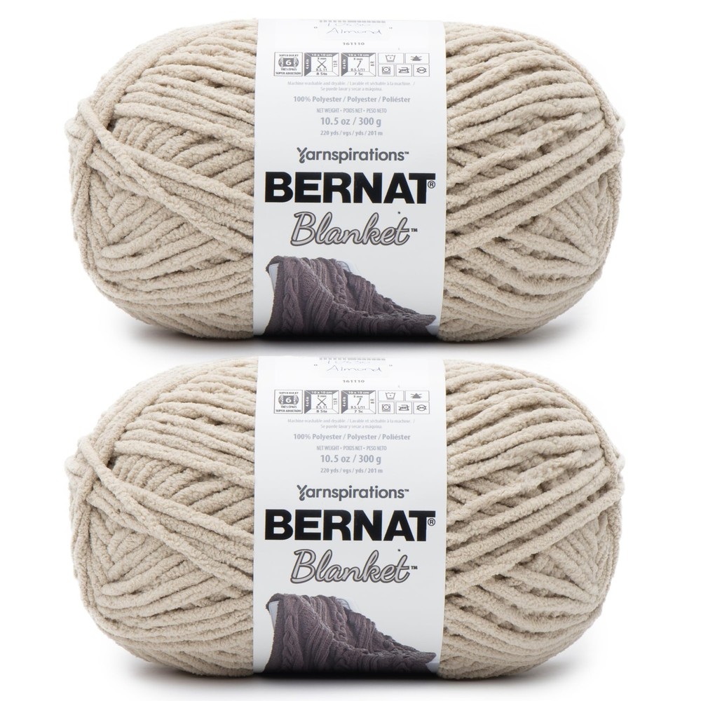 Bernat Blanket Super Bulky Acrylic Yarn - 2 Pack of 300g/10.5oz 6 Chunky Chen...