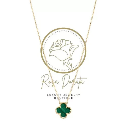 Van Cleef & Arpels 18K Yellow Gold Malachite Vintage Alhambra Pendant Necklace