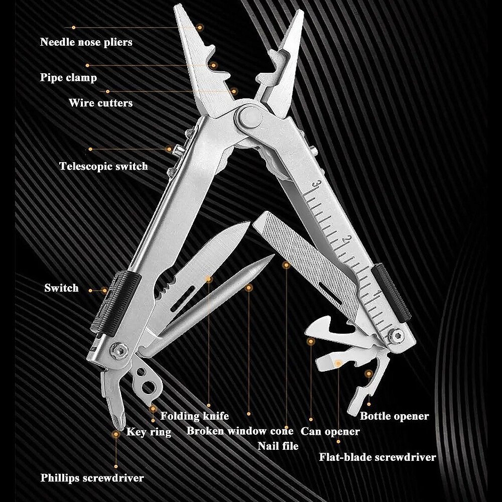 USA Multitool Folding Stainless Steel MultiTool Pocket Pliers Plier Tool Camping
