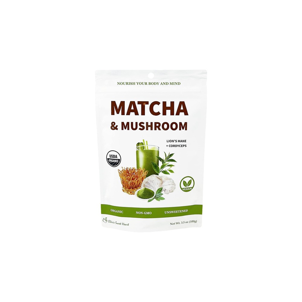 Cherie Sweet Heart Organic Matcha Latte Powder with Mushroom Mix