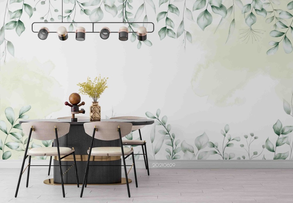 3D Plant Leaves Watercolor Wall Murals Wallpaper Murals Wall Sticker 9
