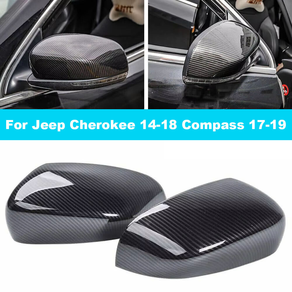 For Jeep Cherokee 14-18 Compass 17-19 Rearview Side Mirror Cover Wing Cap Trim