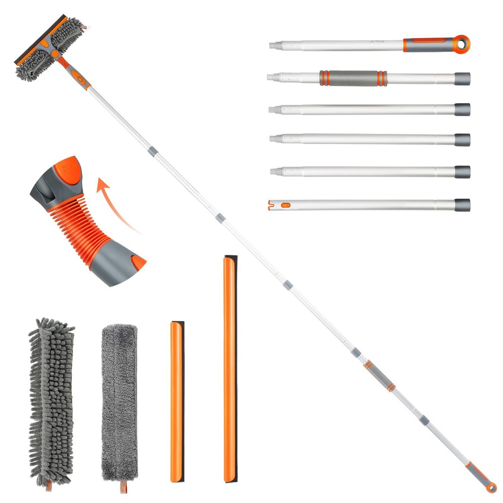 89'' Squeegee Window Cleaner 2 in 1 Rotatable Window Cleaning Tool Kit with E...