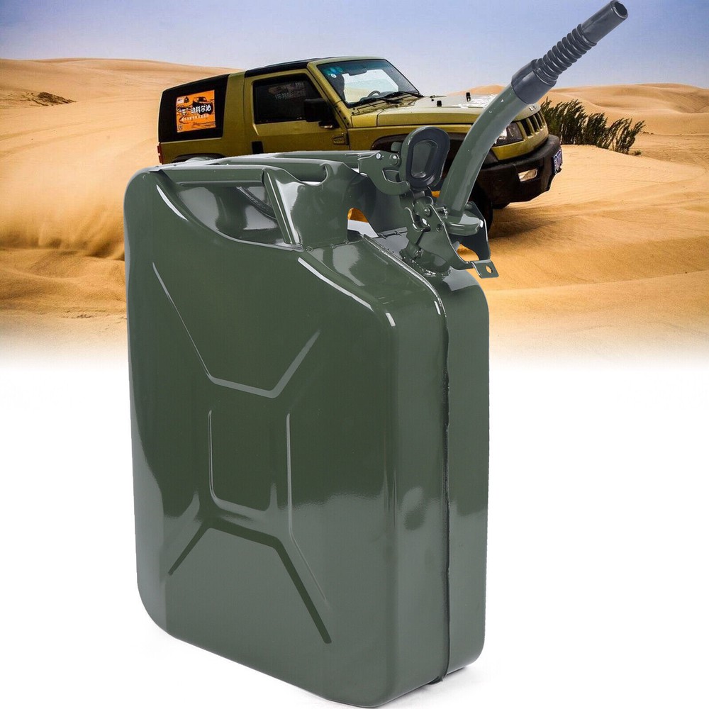 5 Gallon 20L Gasoline Army Green Jerry Can Military Metal Steel Tank Backup USA