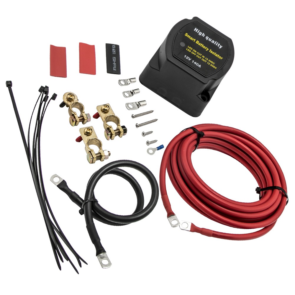 12V 140 Amp Dual Battery Isolator Voltage Sensitive Relay (VSR) Kit for UTV ATV