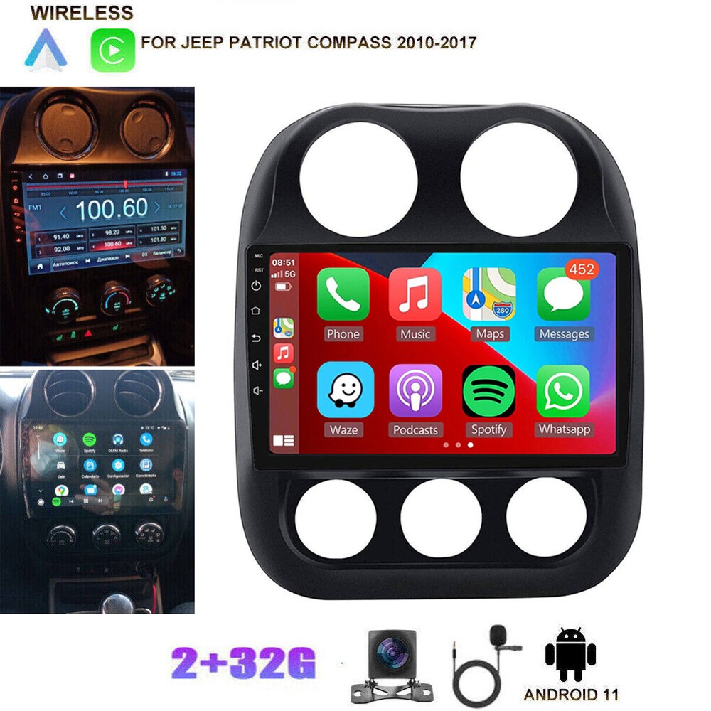 10.1 Inch Android 11 CarPlay Stereo GPS for 2010-2016 Jeep Patriot Compass  