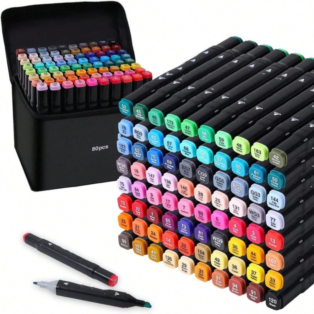 48-Color Double-Tip Alcohol Markers for Adult Coloring & Back to School-image