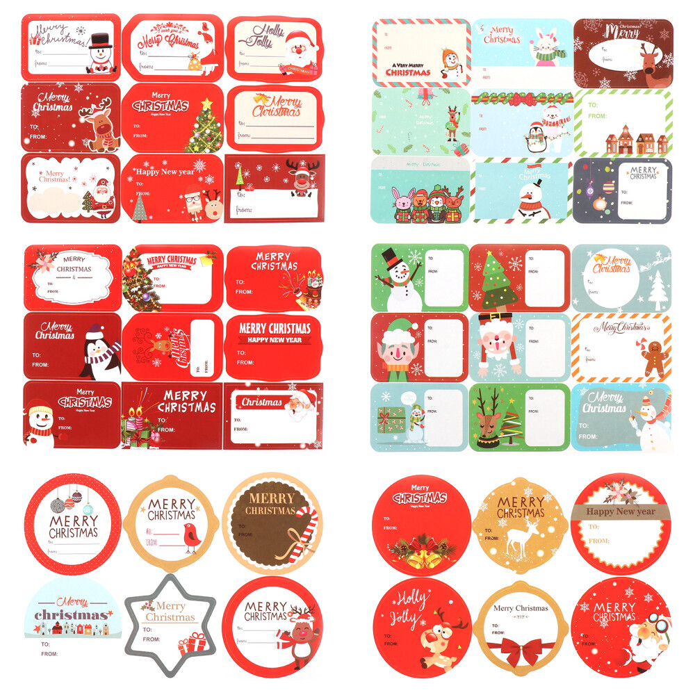 18 Sheets Adhesive Christmas Tags Self-adhesive Stickers Decoration Child