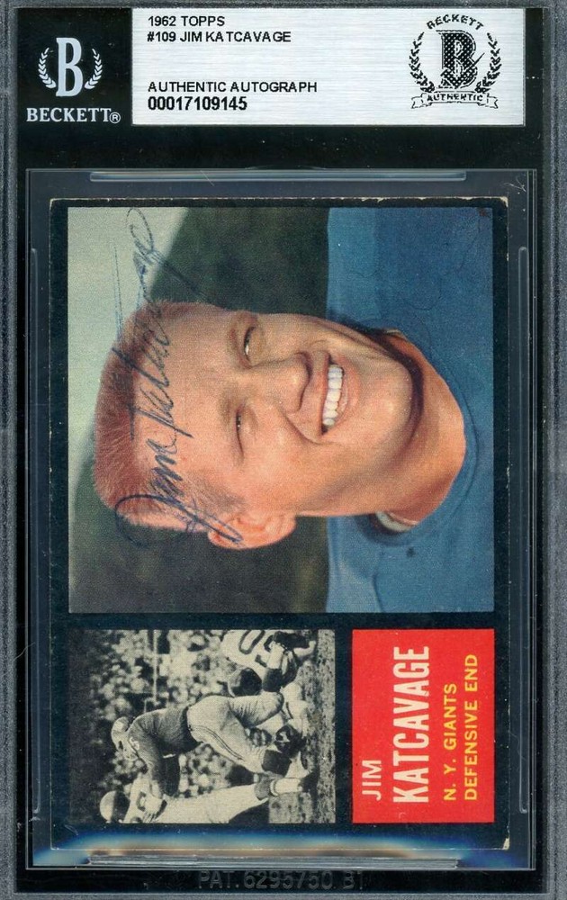 Jim Katcavage Beckett BAS Signed 1962 Topps Rookie Autograph