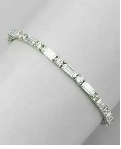 14K White Gold Plated Tennis Bracelet with 9.50Ct Lab-Grown Emerald Diamonds for Women  