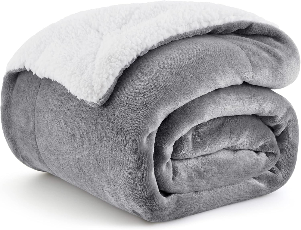 Soft Grey Fleece Throw Blanket 50x60 - Plush Couch Accessory or Cozy Christmas Gift Idea